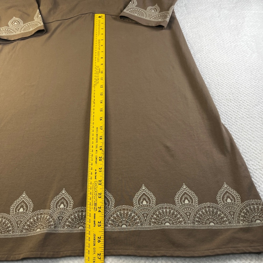 Acacia Willa P Women's Brown V Neck 3/4 Sleeve Dress‎ with Embroidered Trim XL - Picture 4 of 9